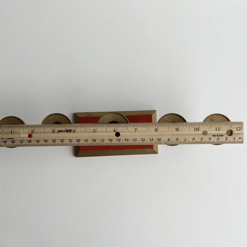 Vintage Scandinavian Taper Candelabra Red Folk‎ Art Hand Painted Gold Floral